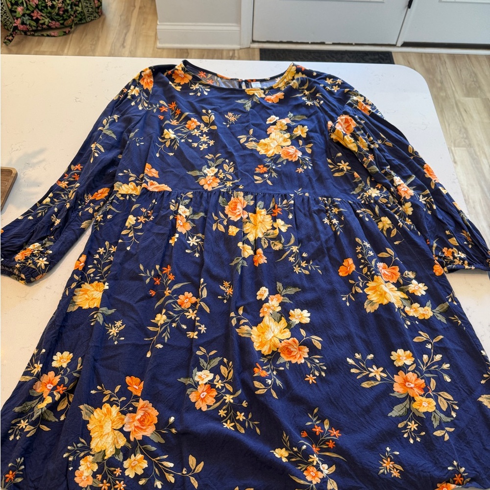 Old Navy Navy Blue Floral Dress